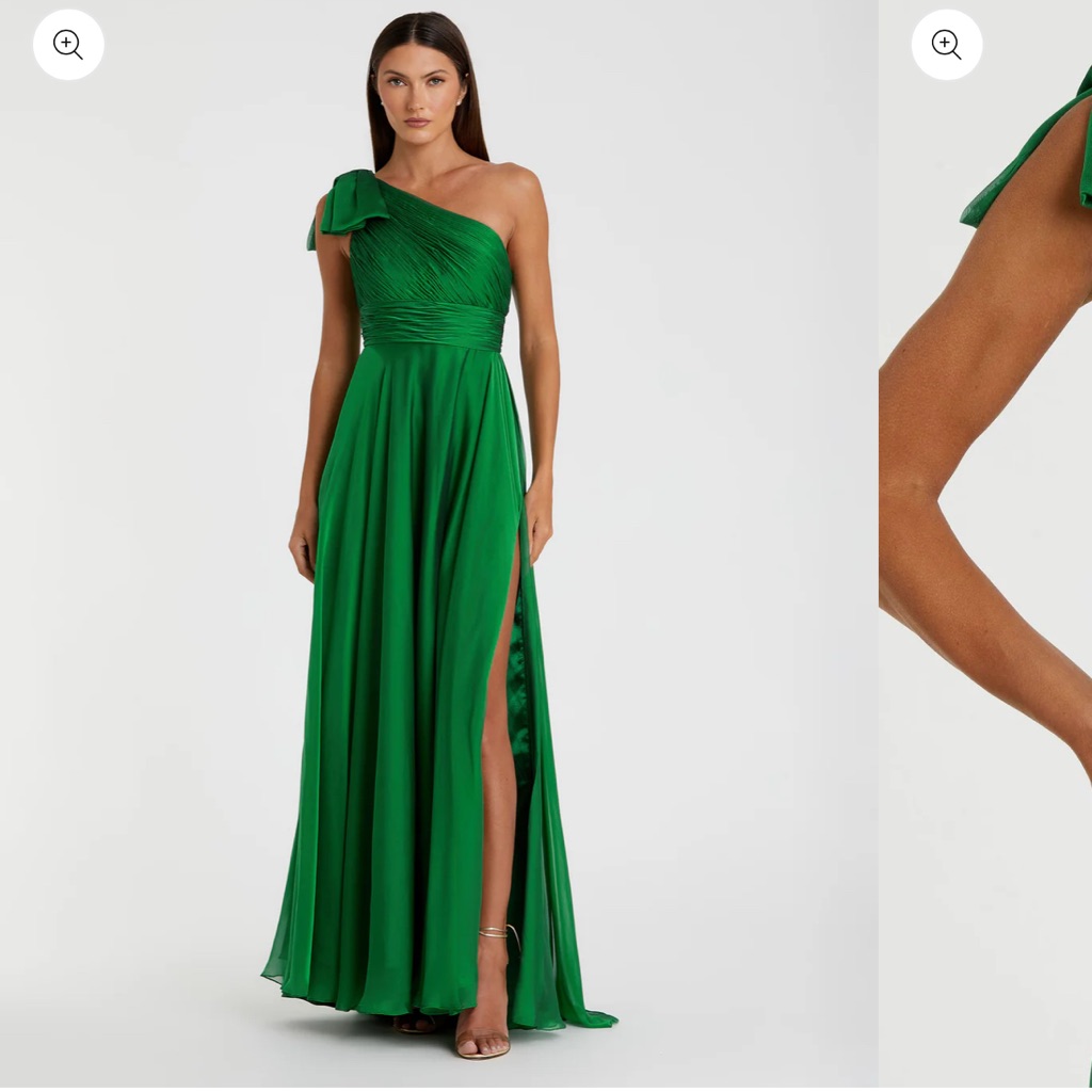 Mac Duggal One Shoulder Green Dress